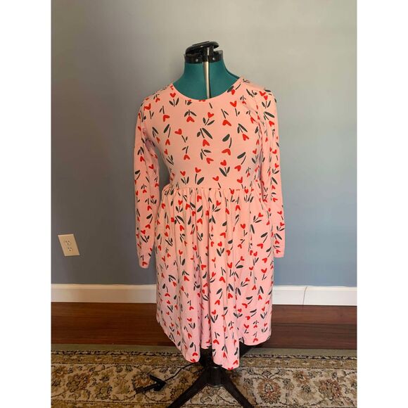 Hanna Andersson Valentine's Day Rd & Pink Heart Flower Skater Dress, size 12 - Picture 1 of 5